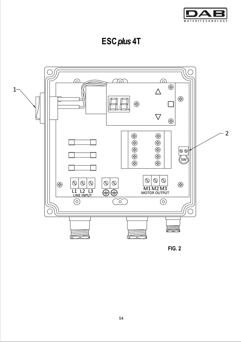 DAB ESC PLUS 4T 3X400V Quadro elettronico per protezione controllo e comando di motore pompa trifase con avviamento diretto.