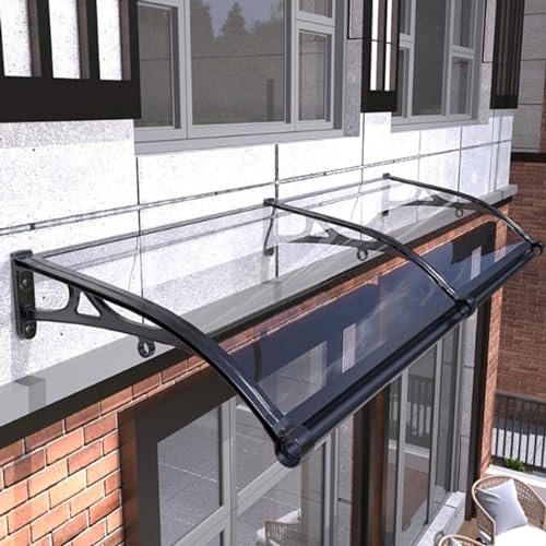 Toldo Moderno de policarbonato para Puerta con protección UV - Parasol de Aluminio para la Entrada de la casa - Disponible en 60/80/100/120 cm (24' x 220') de Profundidad