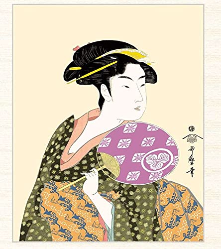 Amazon.co.jp: 浮世絵 喜多川歌麿 団扇を持つおひさ（うちわを
