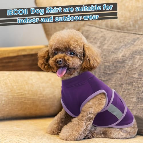 IECOii Beruhigungsweste für Hunde,verstellbare Hunde-Angstjacke mit reflektierenden Streifen,weicher Beruhigungsmantel für Hund, Angstweste für kleine Hund, Beruhigungsjacke für kleine Hunde,Lila, S