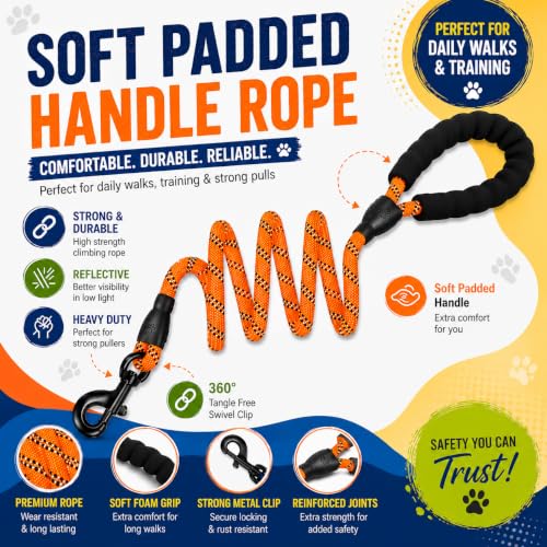 Image of Dog Harness for Medium Dogs | No Pull, Adjustable, Reflective, Harness Leash Combo for 14-23Kg Pets (Orange, Medium)