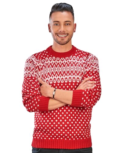 Men’s Red Norwegian-Style Alpaca Wool Sweater Mantaro - Christmas Season -Crewneck Pullover4