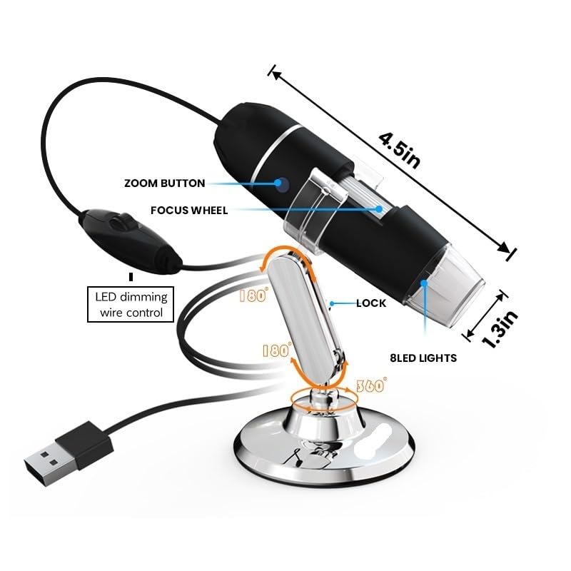 Microscope Adjustable 500X 1000X Portable Digital Microscope(1000X 1080P)