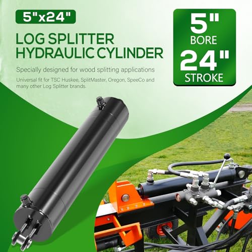 Image of Upgrade 5 inchx24 inch Heavy Duty Hydraulic Cylinders Log Splitter Hydraulic Cylinder Double Acting Universal Hydraulic Cylinder 5 inch Bore 24 inch Stroke 2 inch Rod 3500 PSI