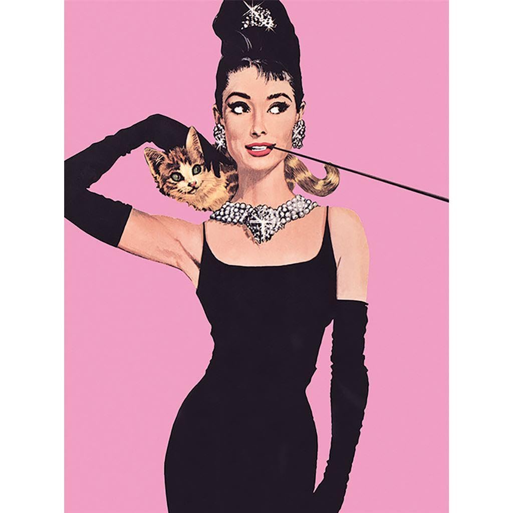 Pyramid International "Audrey Hepburn Pink Canvas Print, Cotton, Multi-Colour, 1.80 x 30.00 x 40.00 cm