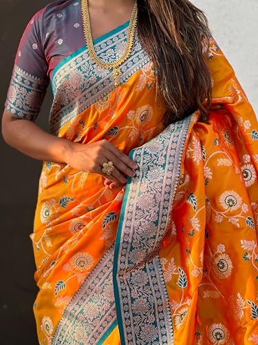 Image of SGF11- Women's Kanjivaram Woven Soft Silk Saree With Blouse Piece