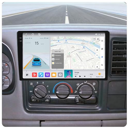 MekedeTech 9 Android Car Stereo for Chevy Silverado-Suburban-Tahoe GMC Sierra 1999-2002 - Wireless CarPlay & Android Auto - 8-Core 2GB+64GB - Navigation GPS