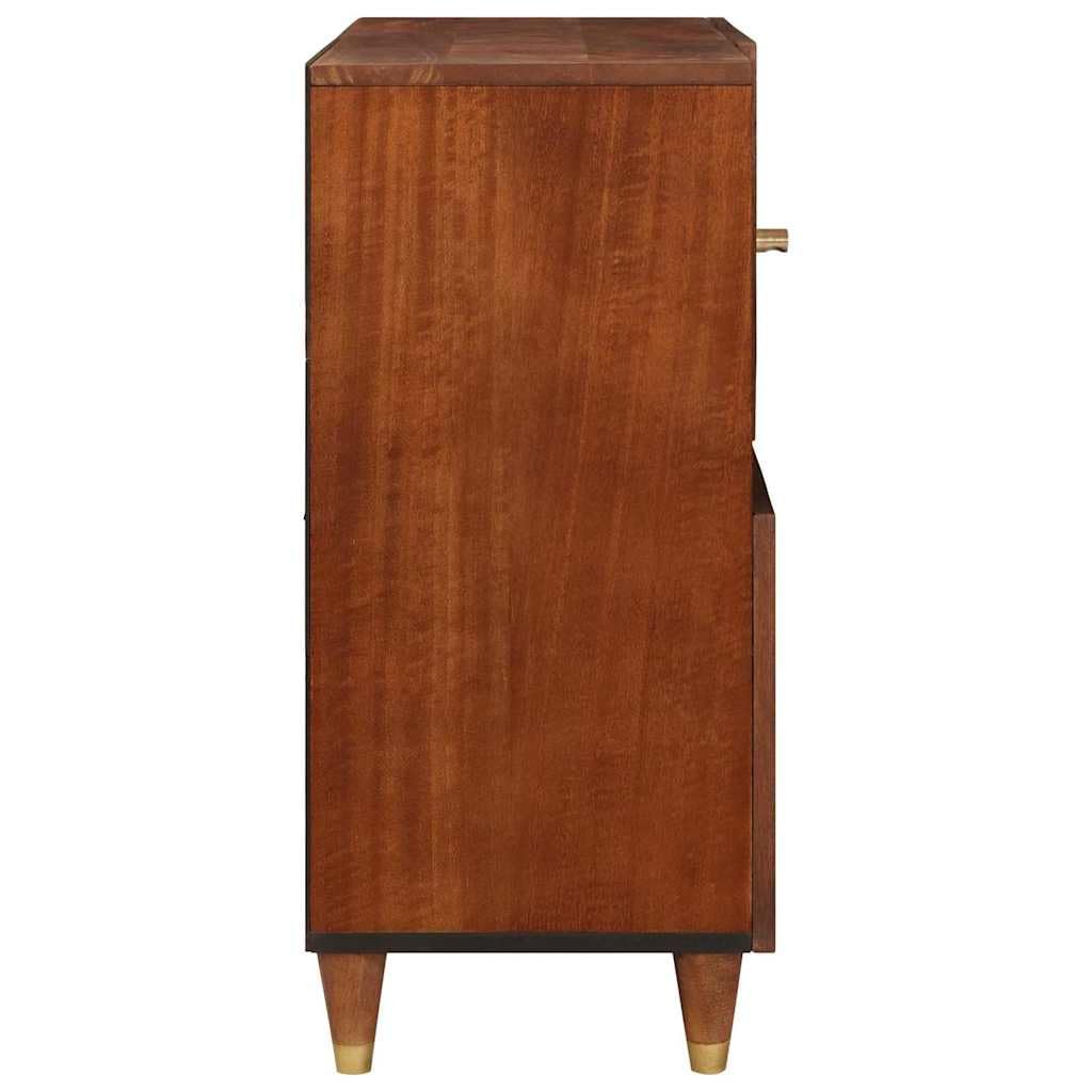 Buffet en bois massif de mangue, 2 portes, marron, 80 x 33,5 x 75