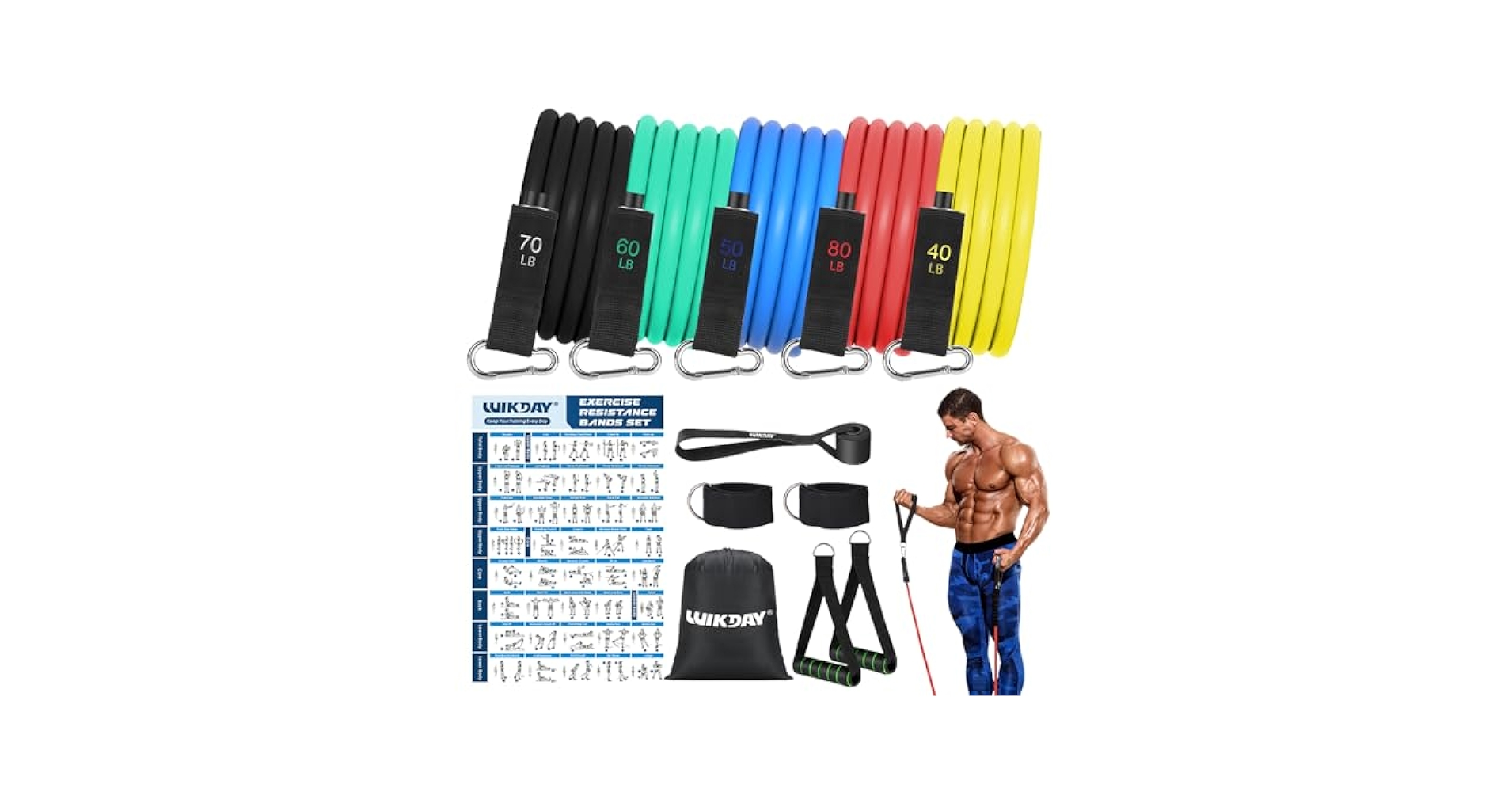 Amazon.com: WIKDAY Exercise Resistance Bands with Handles