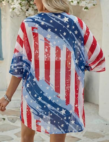 Image of Chunoy Women Short Sleeve Chiffon Kimono Beach Swimsuit Cover Up