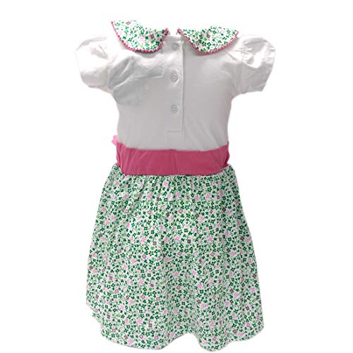 White Shamrock Pink Bow Ireland Kids Girls Dress (5-6 Years)2