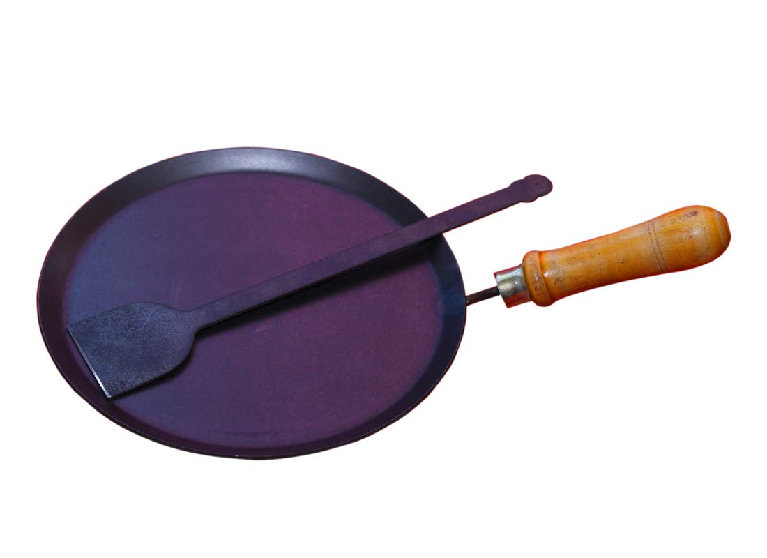 Nakshathra traditionally Hand Made tawa 10inch with Wooden Handle 2