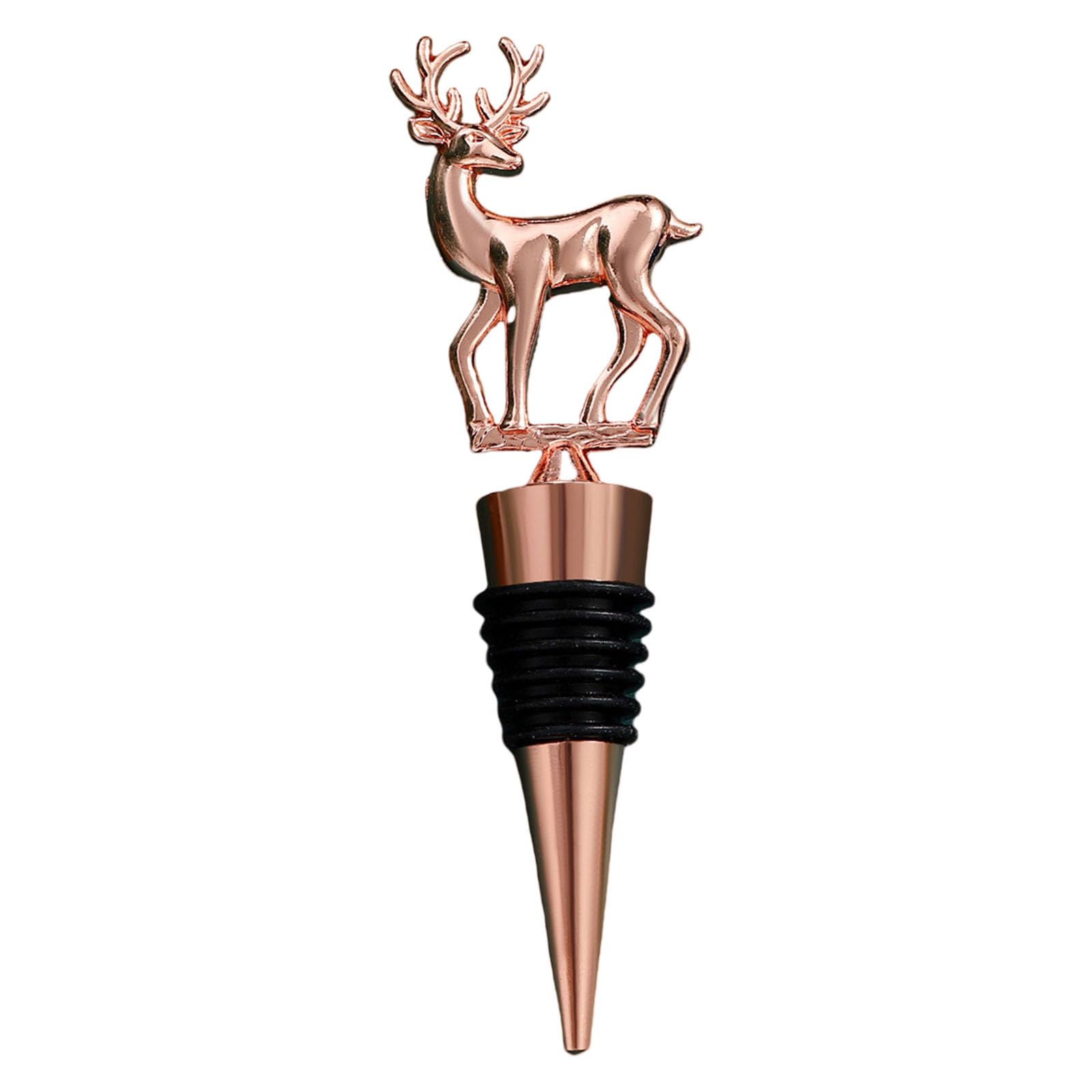 Kalttoy Rose Gold Deer Metal Bronze Bottle Sealing Gadget Leak-Proof Preserver Decorative Wine Cork Stopper Accessories Kitchen Accessory Wedding Wine Bottle Sealers