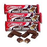 Goldenberg's Peanut Chews - Original Dark Chocolate Peanut Candy Gifts By Lyza's Swets &amp; Treats (Pack of 3, 3.3 oz. Bars)