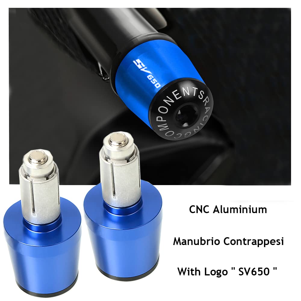 2pz Moto Bilanceri Manubrio Contrappesi 22mm 7/8' Manubrio Terminale Per SUZUKI SV650 SV 650 SV650S SV650A SV650X 2000-2022 (Blu)