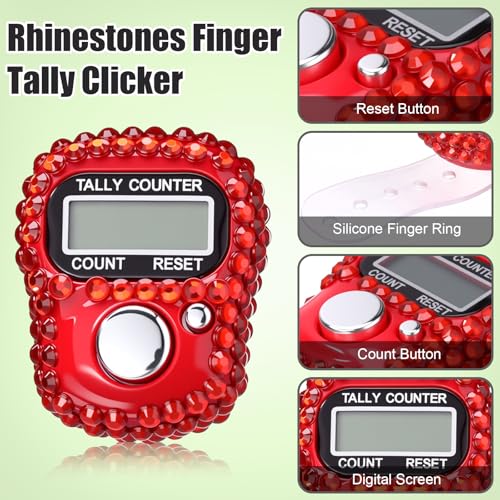 Image of Simgoing Electronic Finger Clicker Counter, Rhinestones Tally Tasbeeh Counter Gifts for Prayer Islamic Golf Counting Goods Lap Knitting Bling Accessories