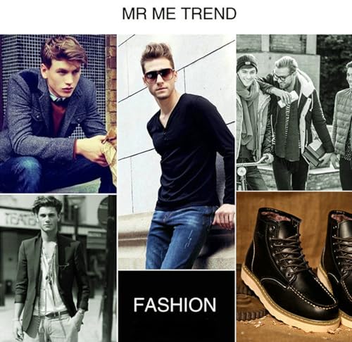 Men's Fashion British Style Leather Work Boots Slip Resistant Shock Absorbing Full Grain Leather High Top Leather Boots Industrial Construction, Roofing, Electricians3