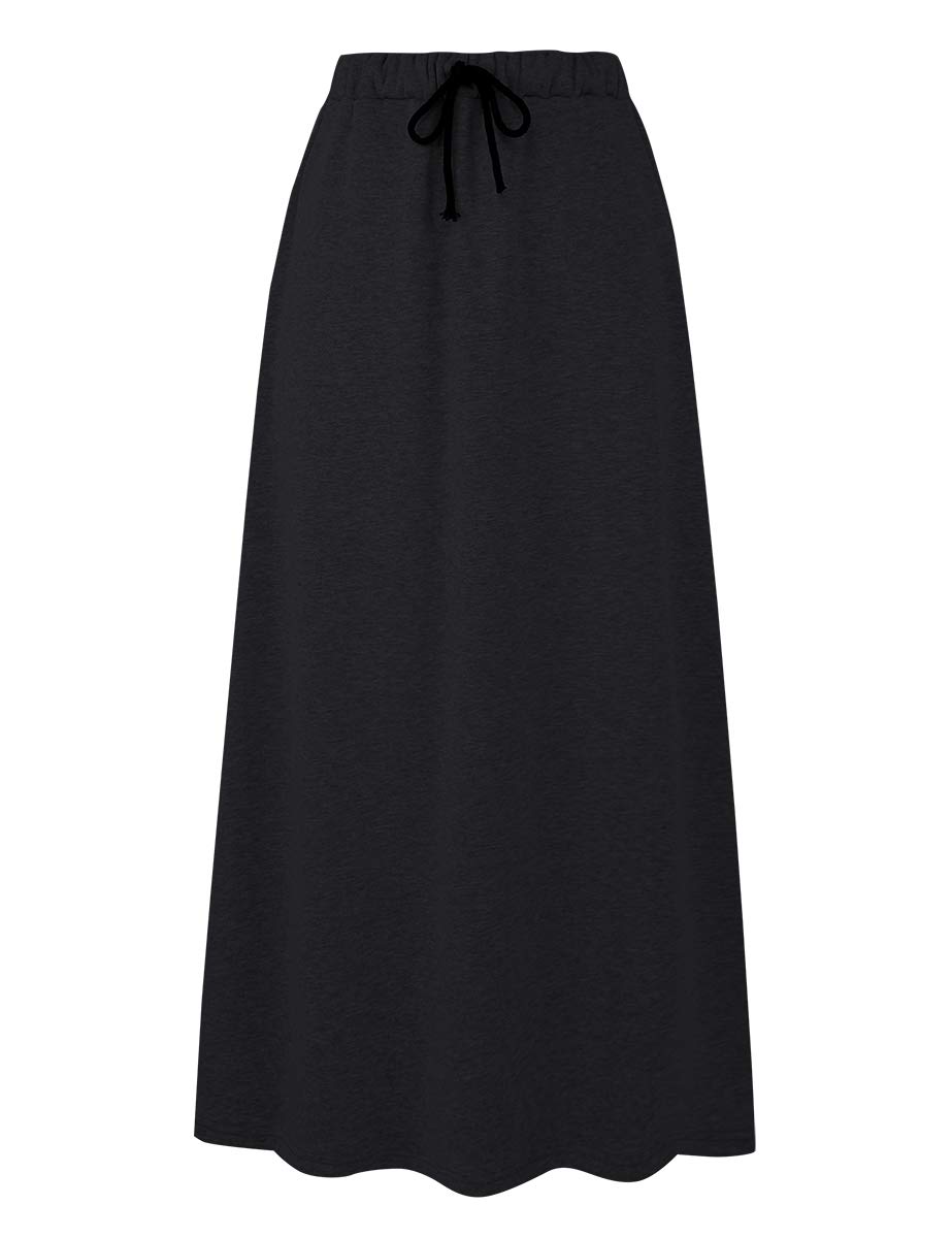 IDEALSANXUNWomen's Fall Winter Fleece Lined Elastic Waist Long Skirts with Drawstring