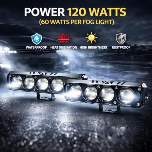 LIU HJG 120W 5 LED Fog Light with Red Devil Eye DRL, Pack of 2 - Image 5
