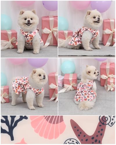 Image of CuteBone UPF50+ Dog Dresses for Small Dogs, Summer Sleeveless Deep V-Back Pet Dress with Big Bow, Breathable Swimwear Fabric, Cooling Stretchy Puppy Clothes for Outdoor Wedding Party Beach DV10L