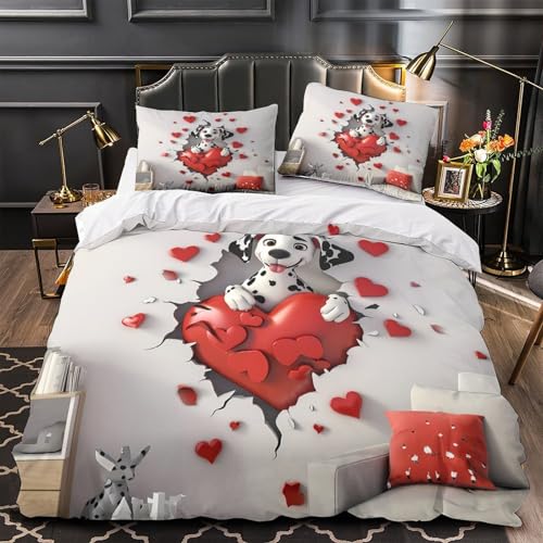 Housse de couette dalmatien 3D microfibre inaltérable entretien facile