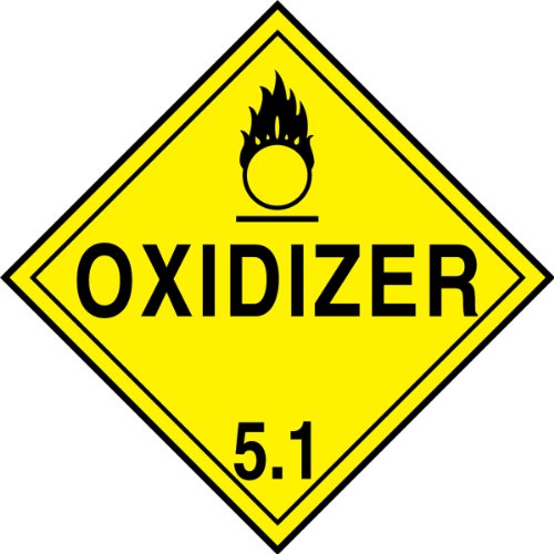 Image of Accuform MPL501CT100 PF-Cardstock Hazard Class 5 /Division 1 DOT Placard, Legend inchOxidizer 5.1 inch with Graphic, 10-3 /4 inch Width x 10-3 /4 inch Length, Black on Yellow (Pack of 100)