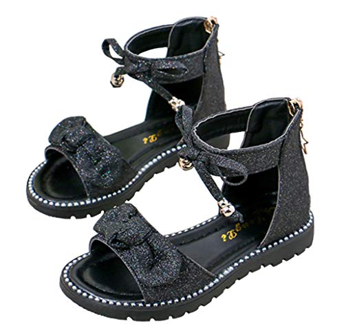 Girls’ Sweet Bows Ankle Strap Back Zipper Roman Sandals Flats(Toddler/Little Kid/Big Kid)2
