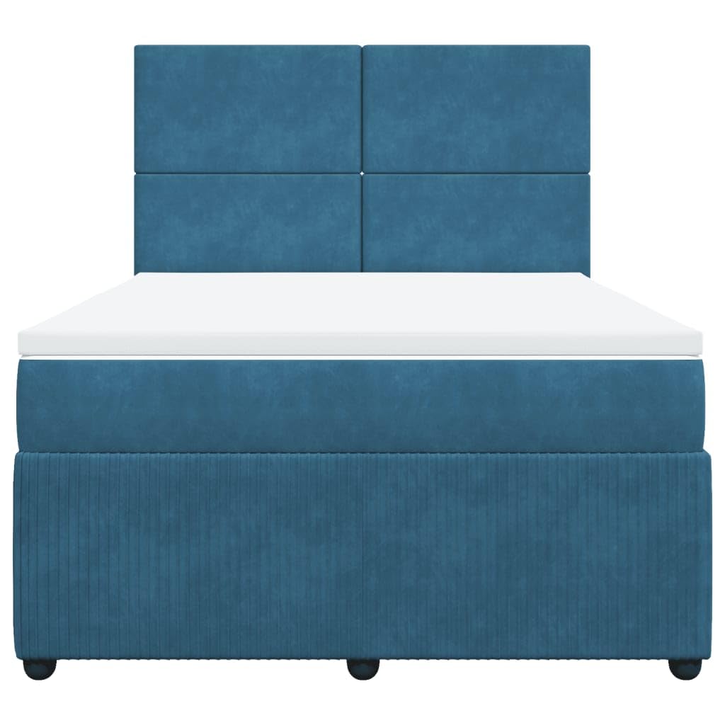 Boxspringbett mit Matratze Betten Mit Matratze Schlafzimmer Bett Boxspringbett Mit Matratze Dunkelblau 160x200 cm Samt - 3292380