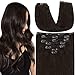 Hetto Brown Clip in Hair Extensions Human Hair 14 Inch Clip in Extensions Real Human Hair 7pcs 100g #2 Darkest Brown Clip on Remy Hair Extensions