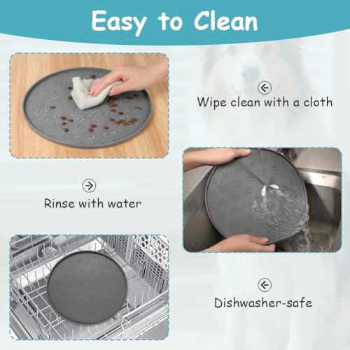 OSDUE Silicone Pet Feeding Mat, 2Pcs Non Slip Waterproof Dog Cat Food Mat with Raised Edge, Dog Water Bowl Placemats, Cat Feeding Mats for Food and Water Prevent Spill, Easy to Clean, 27 X 27 cm - Image 6