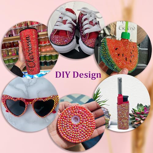 Image of 25000Pcs Resin Rhinestones for Crafting, Red AB 2-6mm Mixed Sizes Non Hotfix Flatback Gems with 1Pcs Glue, Bedazzling Crystal for DIY Craft Clothing Mugs Tumblers Shoes Fabric Decor Nail Art