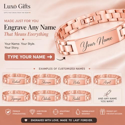 Image of Personalized Name Bracelet for Men & Women | Custom Name Engraved Silver Bracelet | Adjustable Size Stainless Steel Wrist Band | Gift for Birthday, Anniversary & Special Occasions
