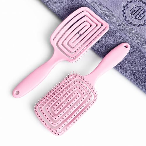 Image of Detangling Hair Brush for Women & Men- Anti Hair Fall Comb for Curly, Wavy & Straight Hair | Hair Straightening Brush, Wet & Dry Styling Brush | Scalp Massager, Frizz Control & Tangle (Baby Pink)