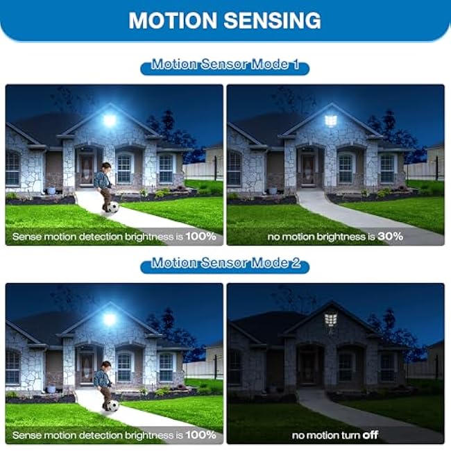 Solar Lights Outdoor,IP66 Waterproof Solar Street Lights Outdoor,6500K LED Dusk to Dawn Security Flood light with Motion Sensor and Remote Control for Yard,Parking Lot, Courtyards,Garages 2-Pack