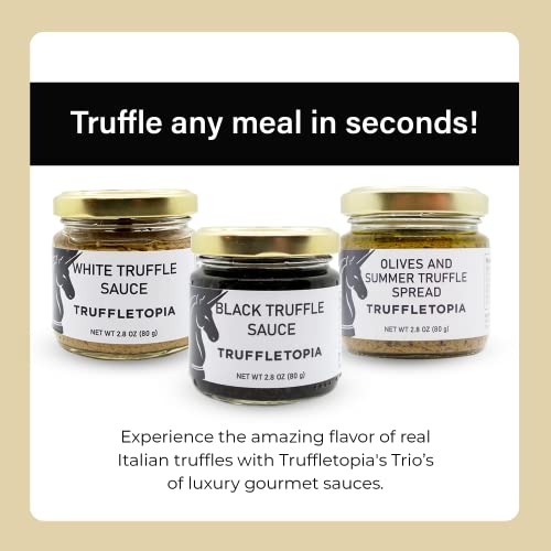 Truffletopia | Truffle Sauce Trio | Black White And Olive Spread With Real Truffles | Best Gourmet Pasta Or Pizza Sauce | Better Than Truffle Oil | Gluten Free, Non-Gmo| Gift Set Sampler | 3 Sauces #TOP1