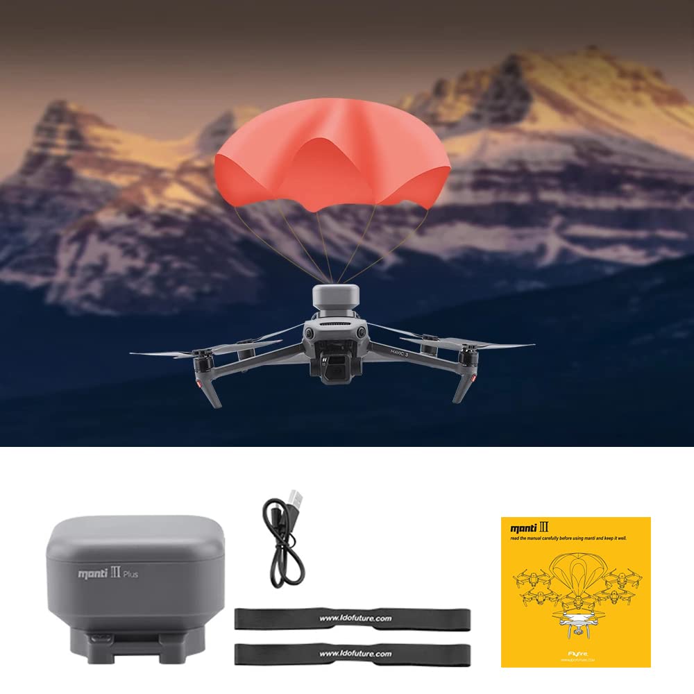 Flycoo - Paracaídas inteligentes para DJI Mavic 3/2/Pro/Phantom 2/3/4 Parachute para dron Sistema de rescate automático de Flight Safety Parachute Smart Parachute Deceleration System (Manti 3 Plus)