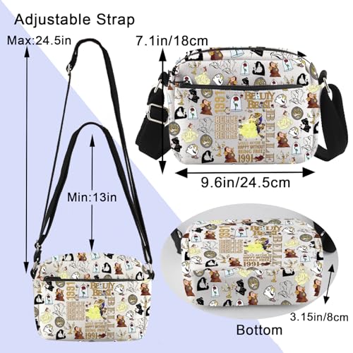 ENSIANTH Beauty Movie Inspired Gift Belle Lover Crossbody Bag A Tail as Old as Time Merch Belle Princess Beast Fans Gift (Beauty 91 H CB)2