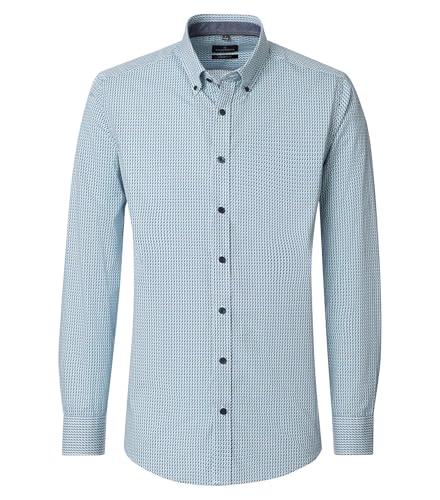 Chemise premium CASAMODA Comfort Fit au design géométrique bleu et vert