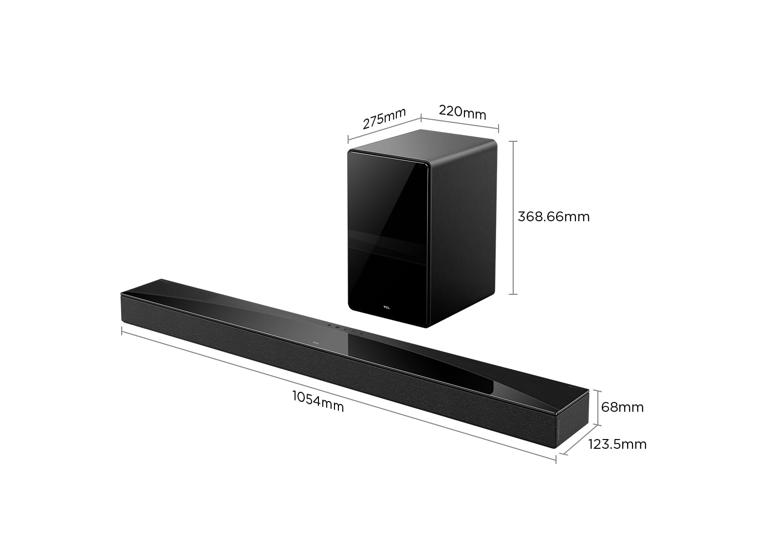 Barre de son TCL Q75H 5.1.2 ch pour TV, 620 Watts, Home cinéma, Surround cinéma, Expansion sonore, Dolby Atmos, DTS:X, HDMI eARC, Bluetooth 5.1, une télécommande, USB, Optique, Montage mural possible