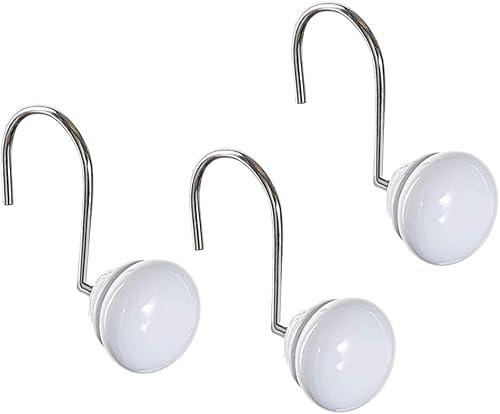 Creative Scents Ganchos blancos para cortina de ducha, juego de 12 anillos blancos para cortina de ducha de baño, ganchos decorativos resistentes