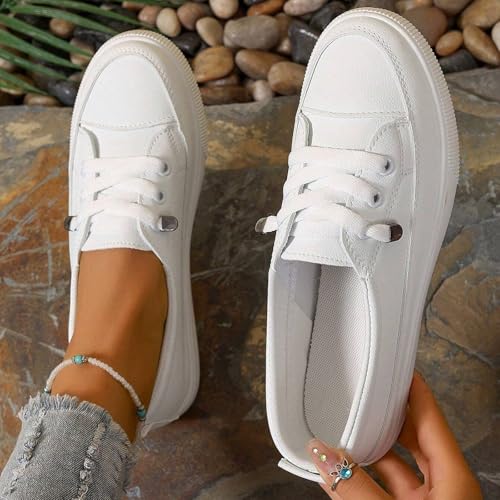 Walking Shoes Women Arch Support, Womens Non Slip Tennis Shoes Lightweight Lace Up Orthopedic Sneakers Wide Width Canvas Shoe Casual Slip On Sneakers4