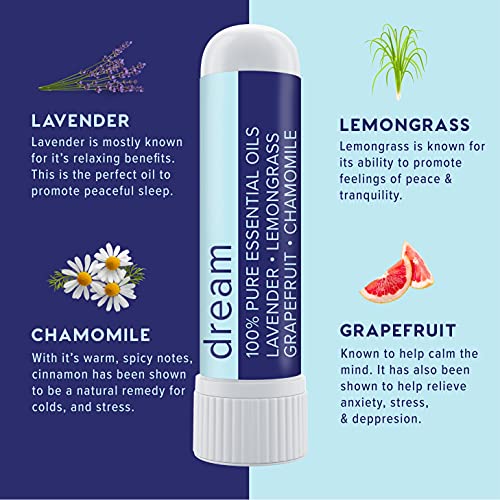 Moxē Dream Nasal Inhaler, Essential Oil Blend, Calming, Relaxing, Natural Tension Relief, Soothing Fragrance, Lavender, Chamomile, Lemongrass, Grapefruit, Made In Usa (3 Pack) #TOP1