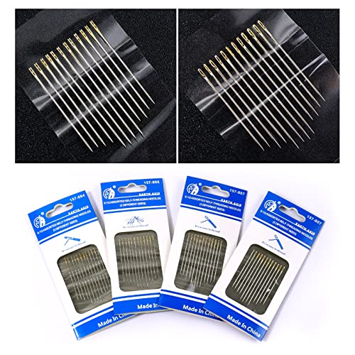 Redamancy Needles, Self-Threading Needles, 48 Pieces Self Threading Sewing Needles, 3 Sizes, Easy Threading Needles - Image 3