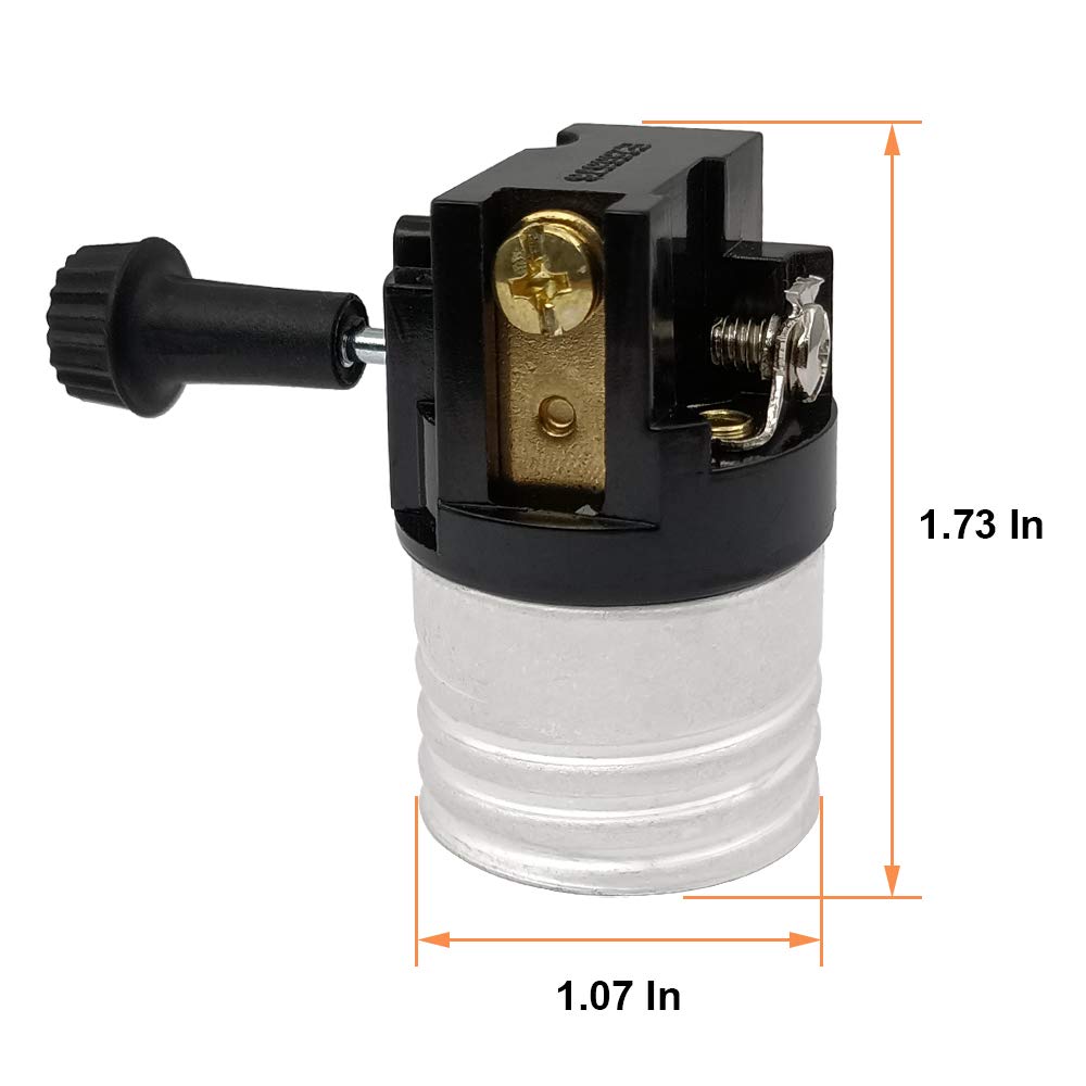 3 Way Lamp Socket Replacement, E26/E27 Lamp Socket Repair Kits, Medium Base Interior Only, Incandescent Lamp Holder, Removable Turn Knob, 2-Circuit, UL Listed (3 Pack)
