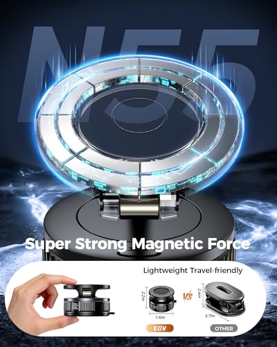 Image of Car Phone Holder for Magsafe - [Carbon Fiber] Phone Mount for Car [Super Strong Magnetic, 360 Adjustable, 108LBS Vacuum Suction] Phone Holders for Your Car, Car Accessories for iPhone 17-12 Series