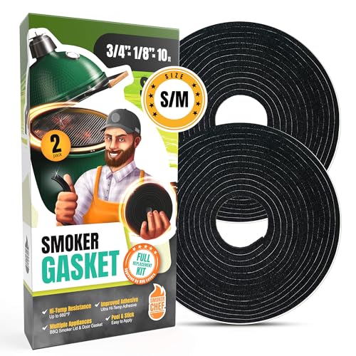 Gasket for Big Green Egg S-M - 2-Pack x 5 FT Smoker Gasket Seal - BGE Gasket 3/4 x 1/8 Felt - Compatible with Big Green Egg - Accessories & Parts for Grill by Smoker Chef