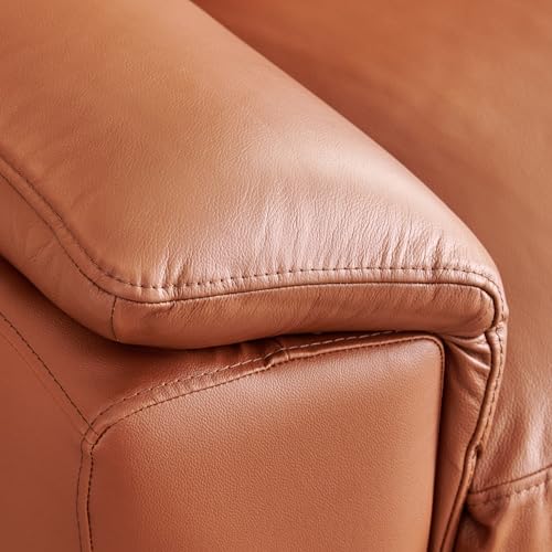 Image of Home Centre | Aprilla NXT Half Leather 1-Seater Sofa | Sofa for Living Room | Solid Wood | Tan | 1 Year Warranty