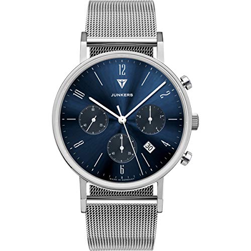 Junkers Dessau Analog Quarzuhr Chronograph Edelstahlarmband Saphirglas blau 9.19.01.01.M