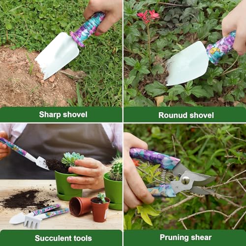 Set de herramientas para jardinería mujer 10 piezas morado miniatura 5