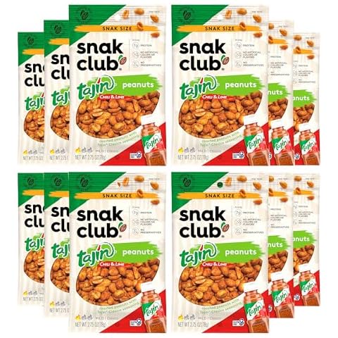 Snak Club Tajin Peanuts, Roasted Nuts with Chili and Lime Seasoning, Mild, Gluten-Free, Kosher Snacks, No Artificial Colors or Flavors, Low Cholesterol, 2.75 oz Snack Bags, 12 Pack Cover